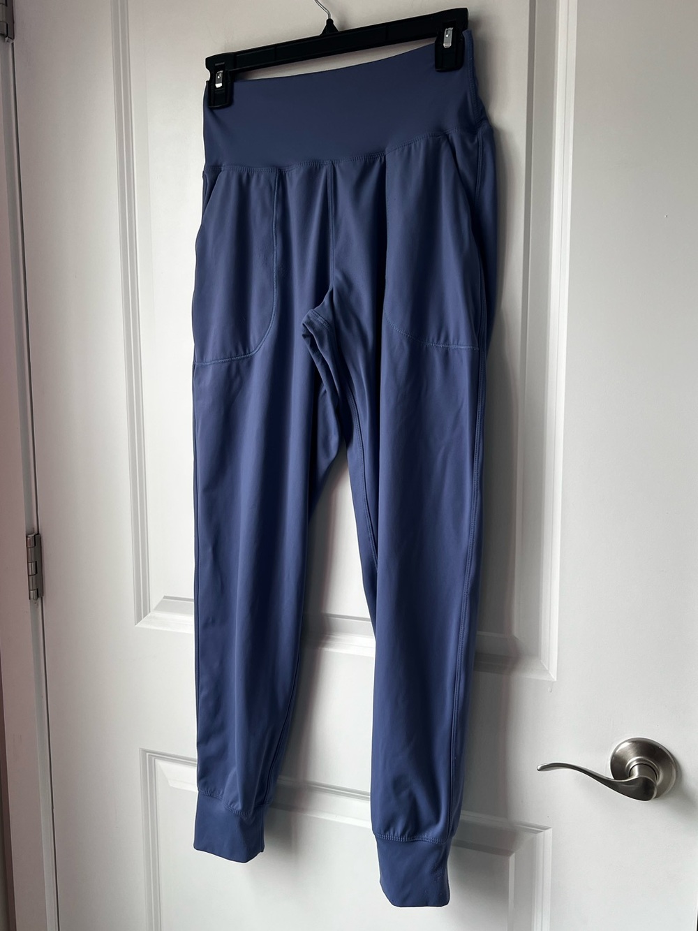 High-Waist Athletic Joggers in Dusty Blue